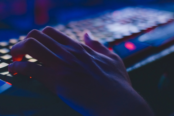 hand-blue-keyboard